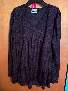 Gregory Black Marled V-Neck Knit Top